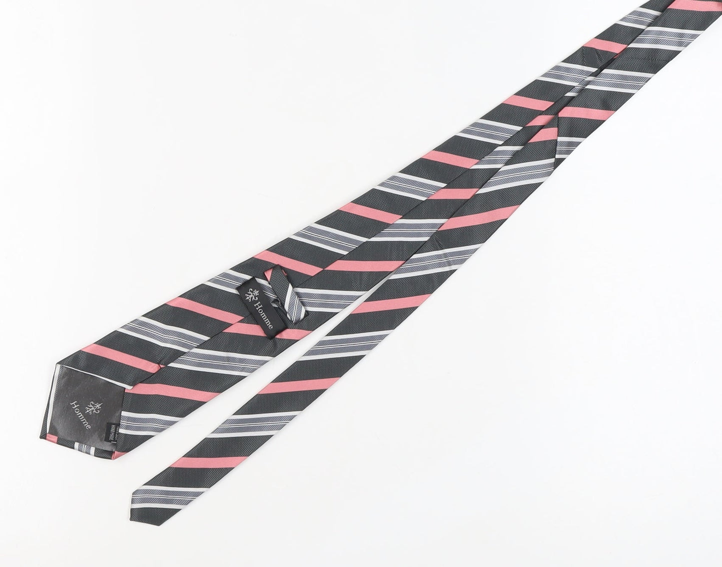 Homme Men's Black Striped Silk Tie Handmade