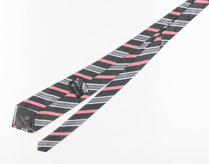 Homme Men's Black Striped Silk Tie Handmade