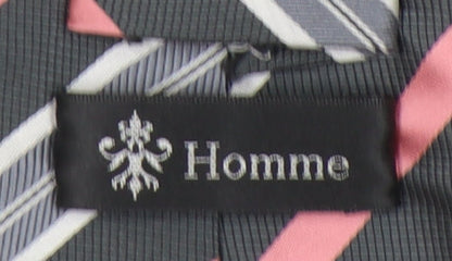 Homme Men's Black Striped Silk Tie Handmade