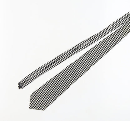James Meade Men's Black & White Geometric Silk Tie