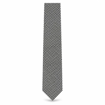 James Meade Men's Black & White Geometric Silk Tie