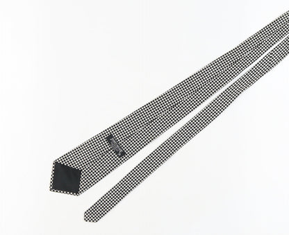 James Meade Men's Black & White Geometric Silk Tie