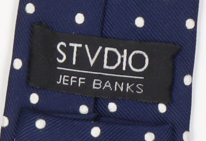 Jeff Banks Men's Blue Polka Dot Silk Tie