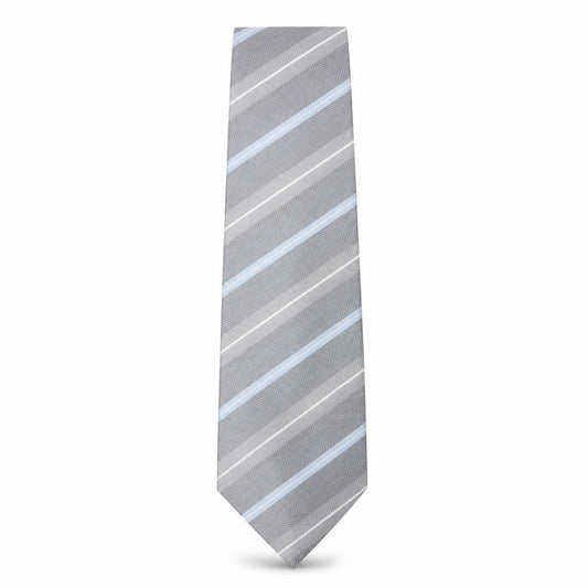 Mens Bäumler Grey Striped 100% Silk  Tie