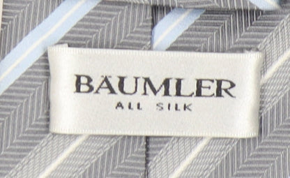 Mens Bäumler Grey Striped 100% Silk  Tie