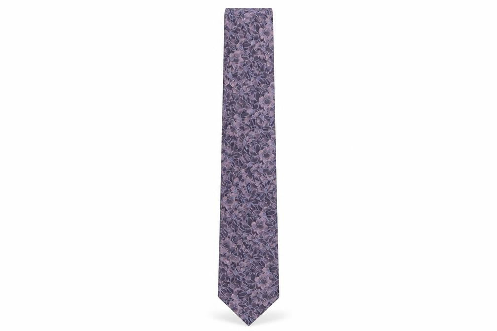 Mens Marks and Spencer Purple Floral 100% Silk Designer Tie
