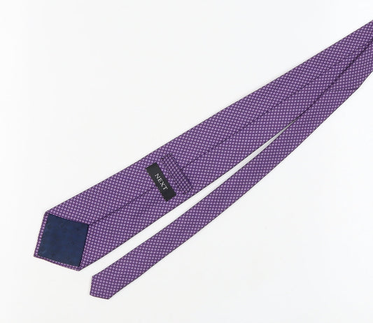 Next Men's Purple Silk Geometric Designer Tie