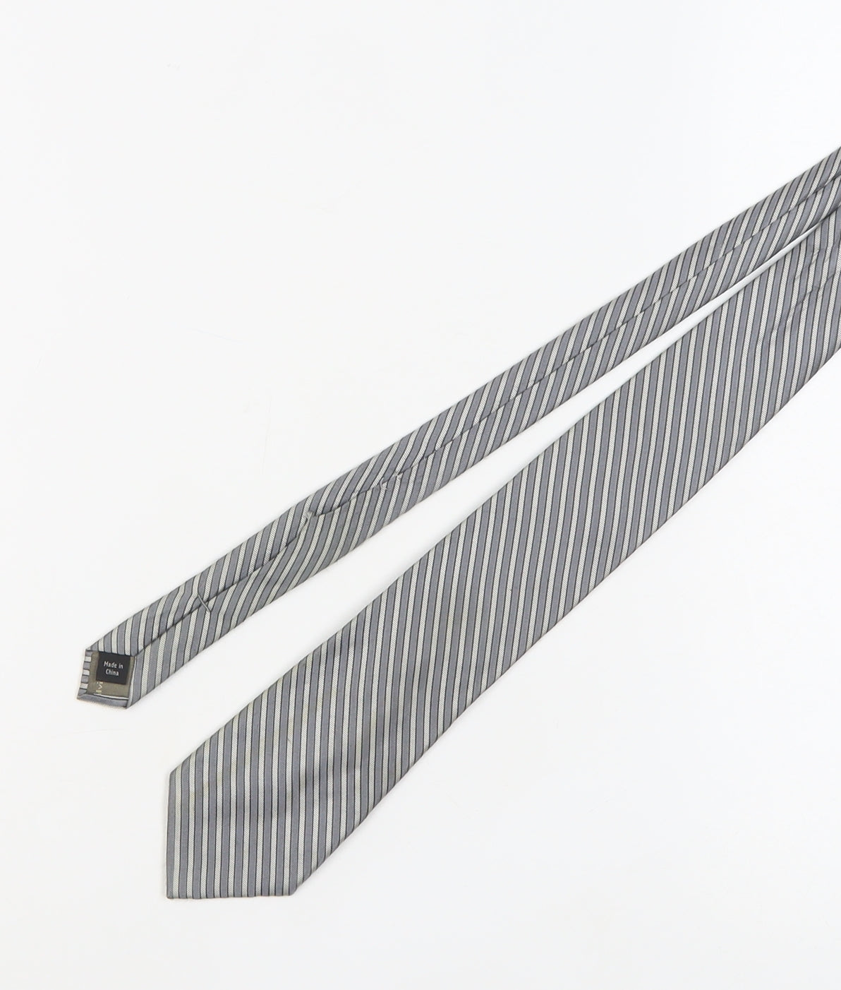 Mens Calvin Klein Grey Striped 100% Silk  Tie