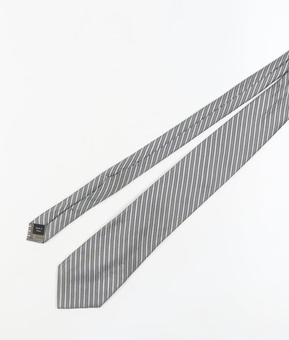 Mens Calvin Klein Grey Striped 100% Silk  Tie