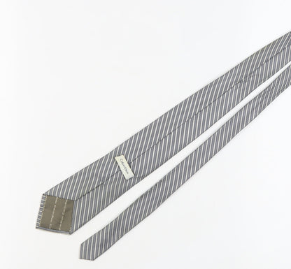 Mens Calvin Klein Grey Striped 100% Silk  Tie