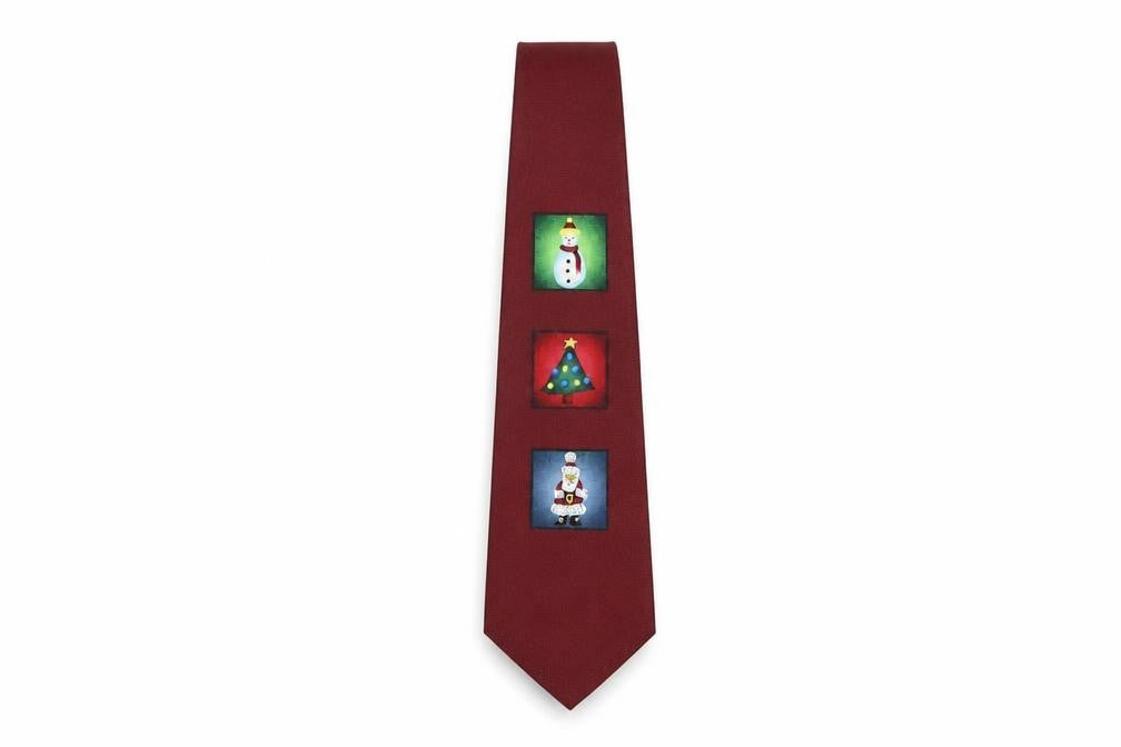 Mens Havana Red Geometric 100% Polyester  Tie