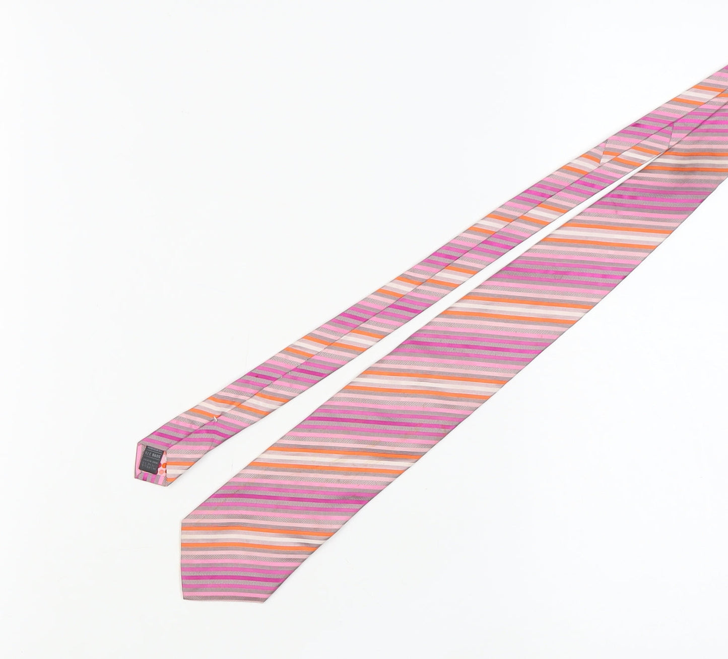 Marks and Spencer Men's Pink Striped Silk Tie