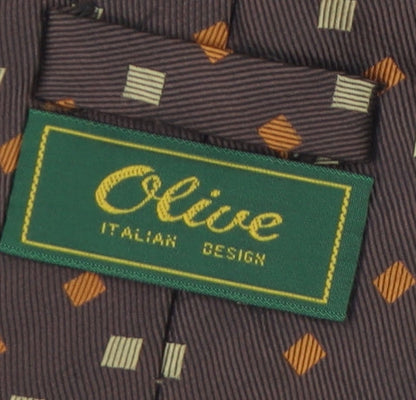 Olive Men’s Brown Geometric Handmade Tie One Size