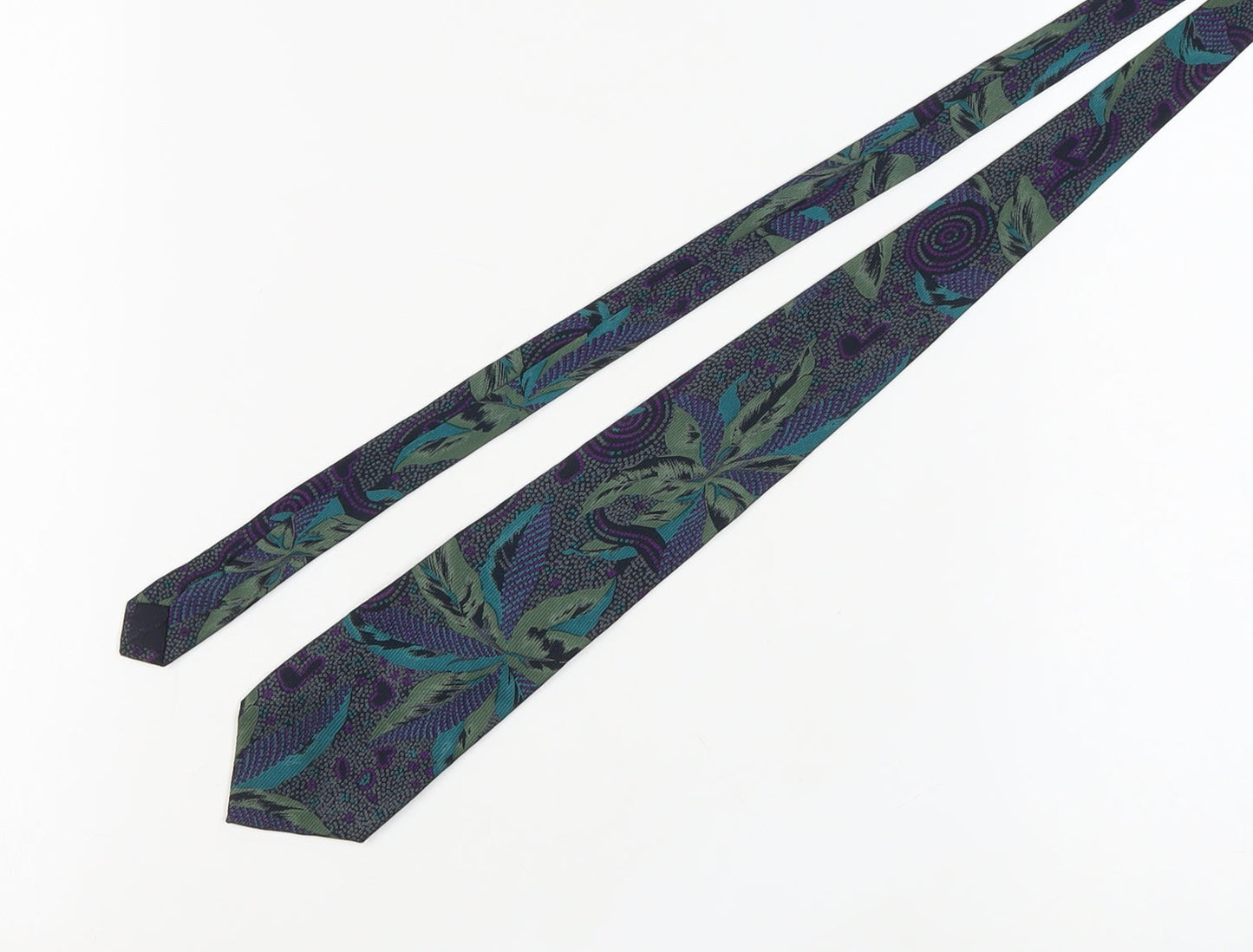 Carnaval de Venise Men's Silk Floral Tie in Green & Purple