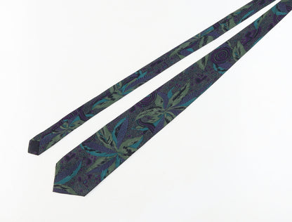 Carnaval de Venise Men's Silk Floral Tie in Green & Purple