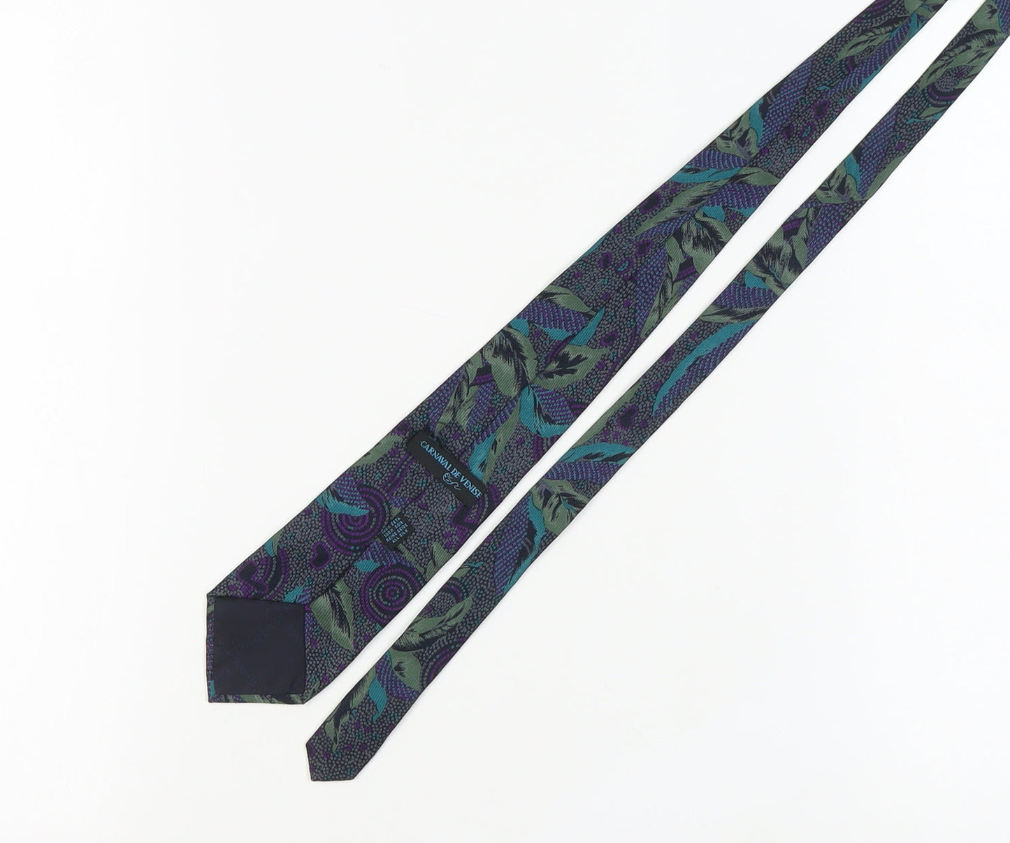 Carnaval de Venise Men's Silk Floral Tie in Green & Purple