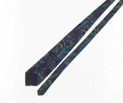 Carnaval de Venise Men's Silk Floral Tie in Green & Purple