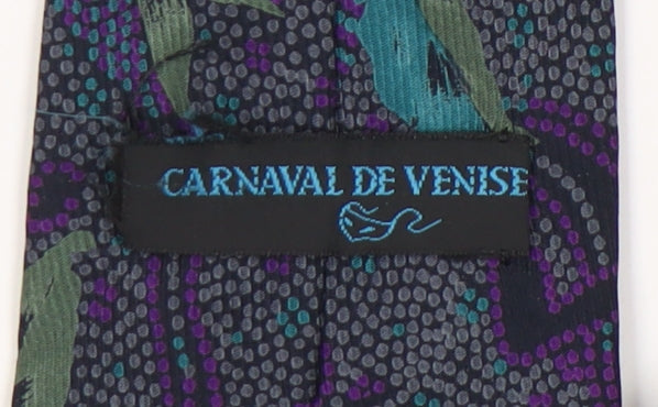 Carnaval de Venise Men's Silk Floral Tie in Green & Purple