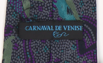 Carnaval de Venise Men's Silk Floral Tie in Green & Purple