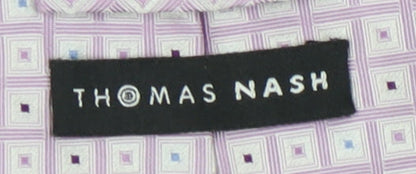 Thomas Nash Men's Purple Geometric 100% Silk Tie