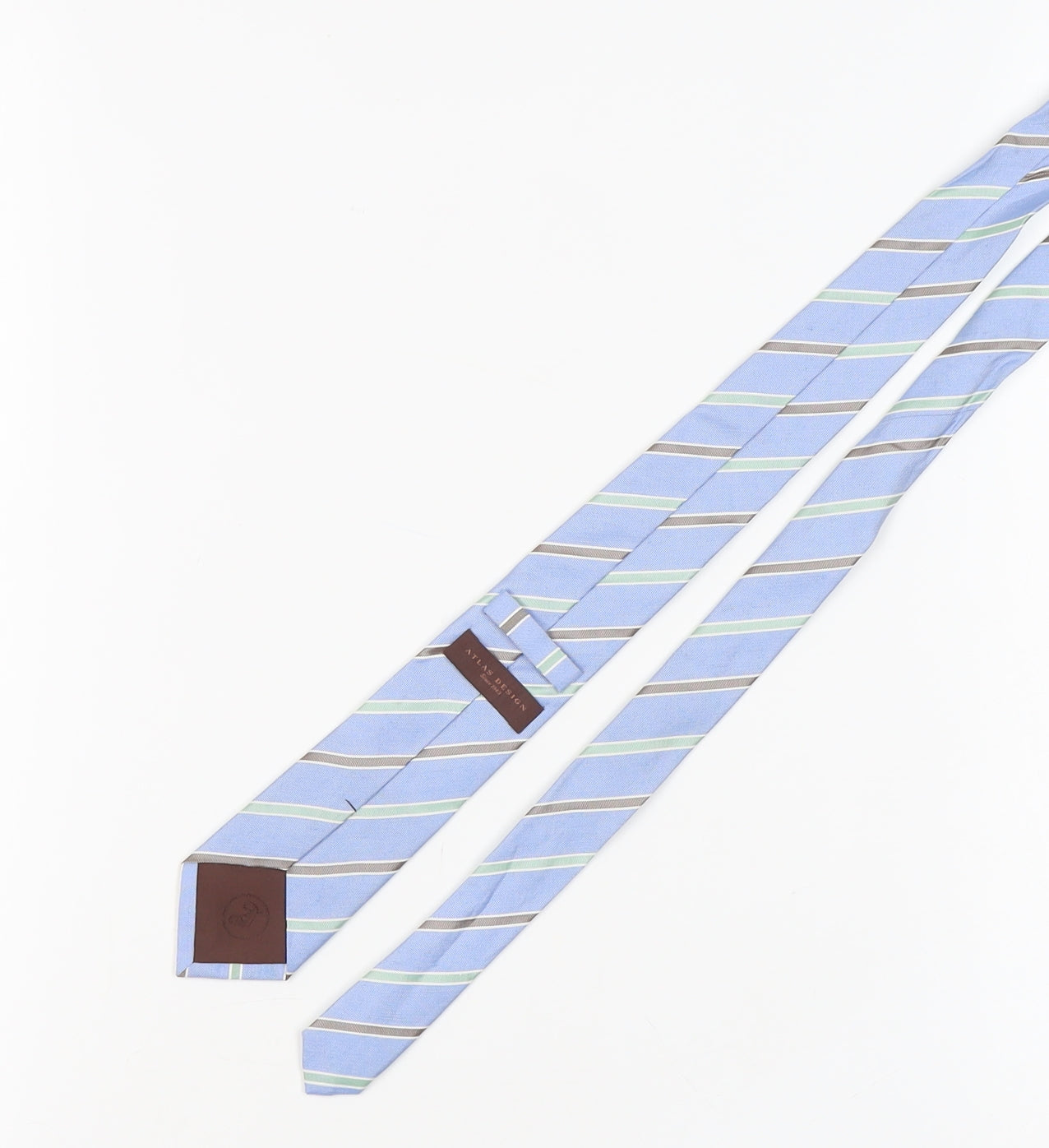 Atlas Design Men's Blue Striped Silk Linen Tie