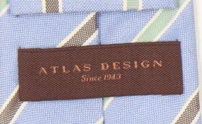Atlas Design Men's Blue Striped Silk Linen Tie