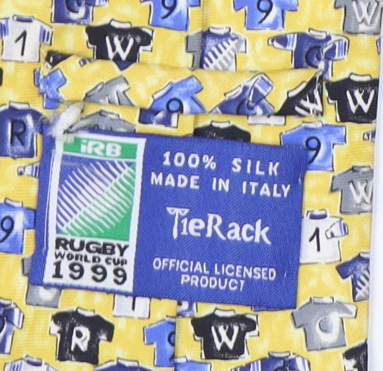 Tie Rack Men's Yellow Rugby Silk Tie - Vintage 90s Sports