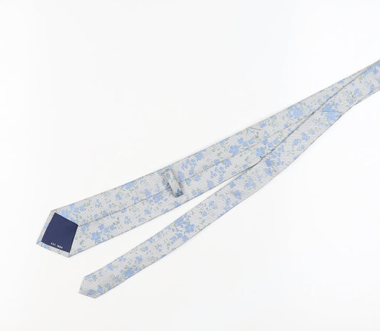 Marks and Spencer Men's Blue Slim Floral Silk Tie