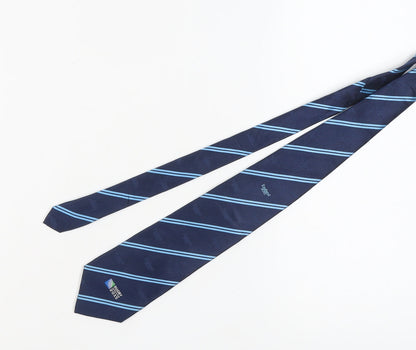 Blue Handmade Silk Rugby Tie, Men's One Size