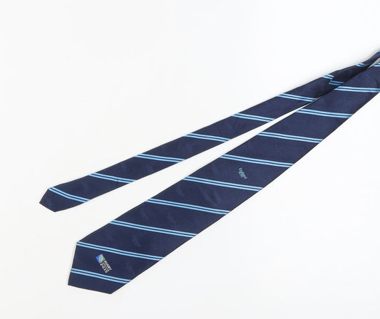 Blue Handmade Silk Rugby Tie, Men's One Size