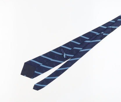 Blue Handmade Silk Rugby Tie, Men's One Size