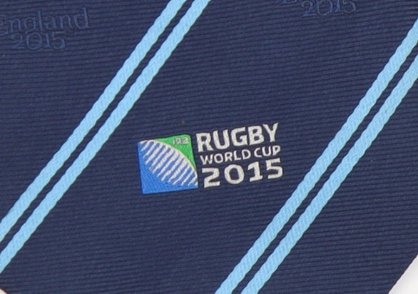 Blue Handmade Silk Rugby Tie, Men's One Size
