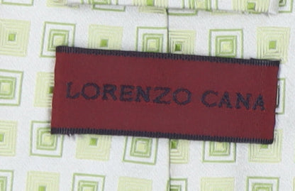 Lorenzo Cana Men's Green Geometric Silk Tie