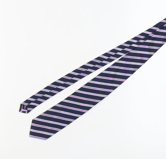 Mens Berwin & Berwin Blue Striped 100% Silk  Tie
