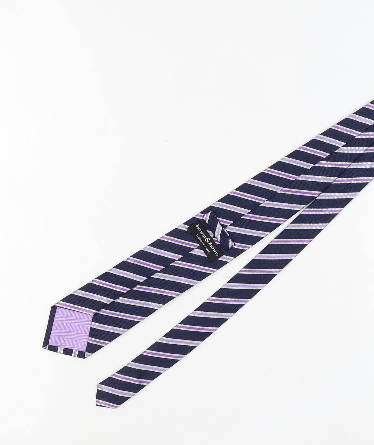 Mens Berwin & Berwin Blue Striped 100% Silk  Tie