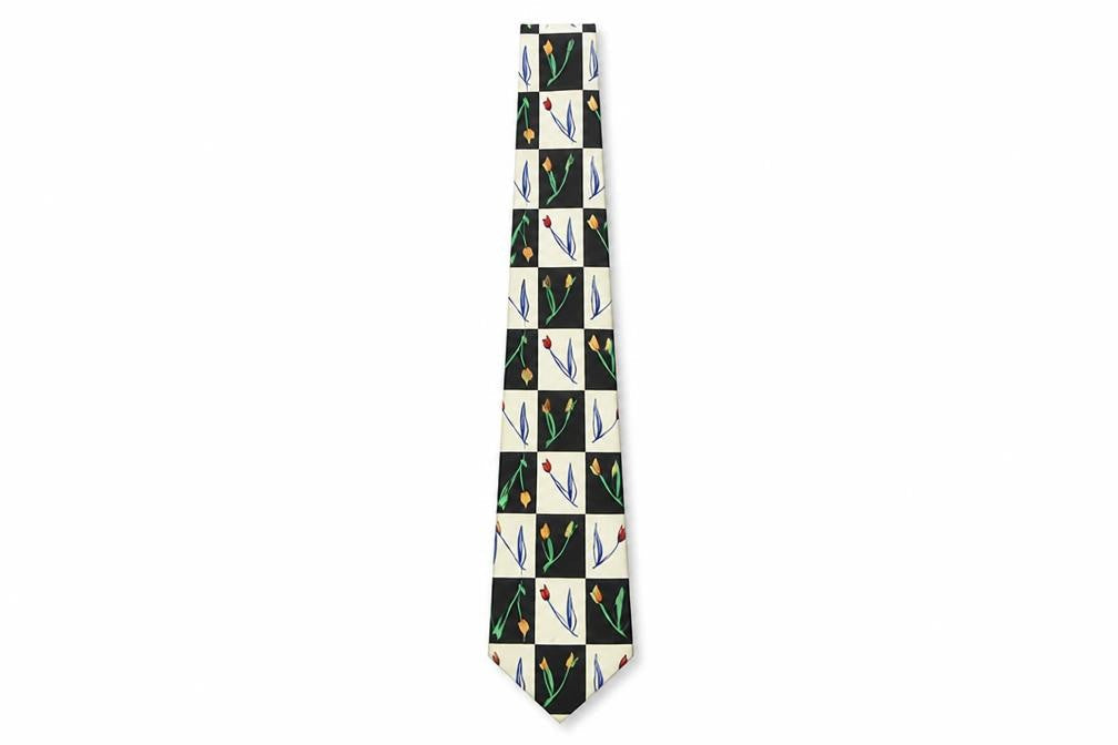 Unisex Woods & Gray Multicoloured Floral Geometric 100% Silk  Tie