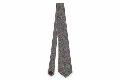 Mens Michelsons Grey Geometric 100% Silk  Tie