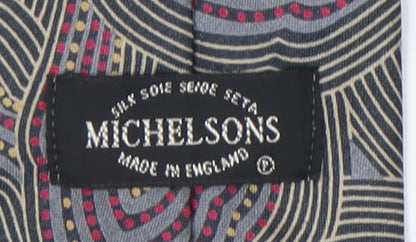 Michelsons Men's Grey Silk Geometric Tie