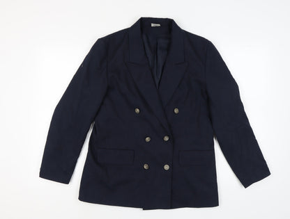 Amari Women's Blue Double-Breasted Suit Jacket Size 14