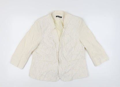 Bonmarché Women Ivory Blazer, Size 16, Lace, 3/4 Sleeve