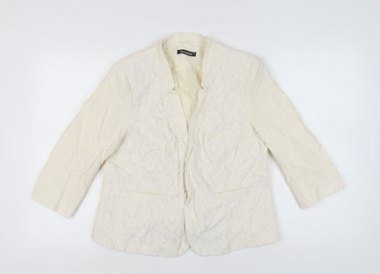 Bonmarché Women Ivory Blazer, Size 16, Lace, 3/4 Sleeve