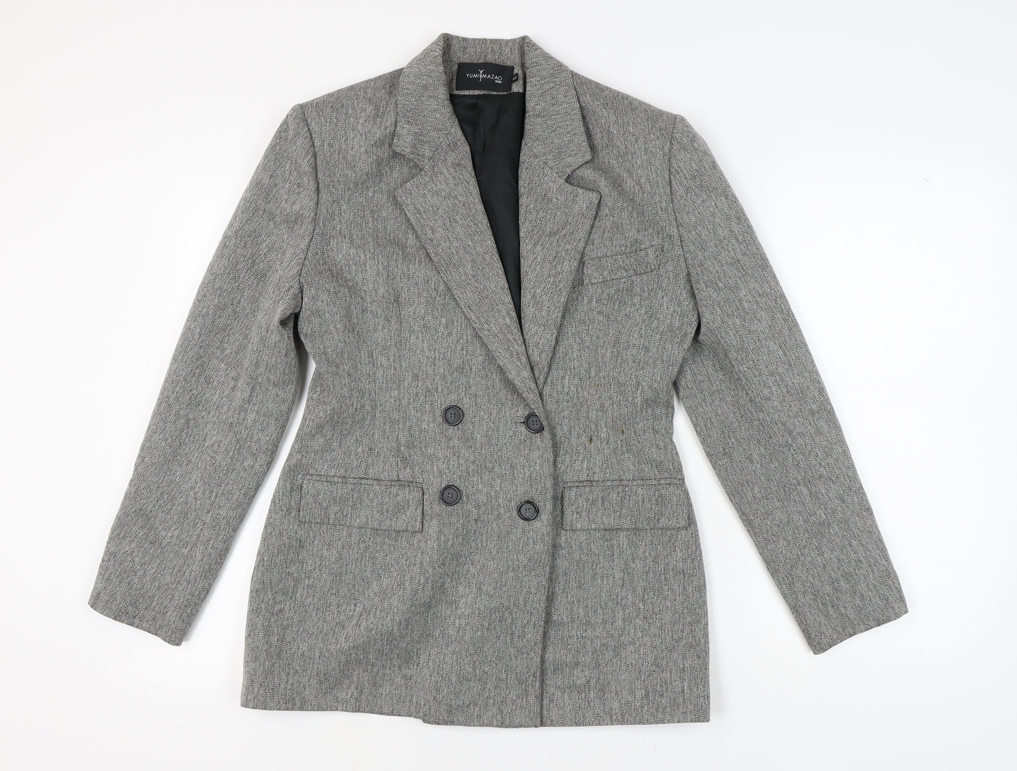 Yumi Mazao Women's Grey Tweed Blazer, Size 14