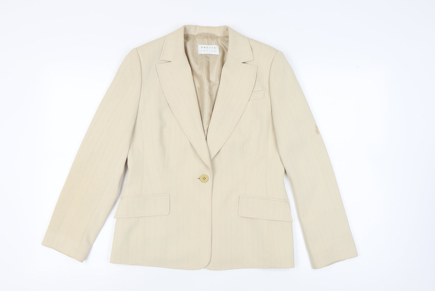 Precis Petite Women's Beige Blazer UK 12 Pinstripe