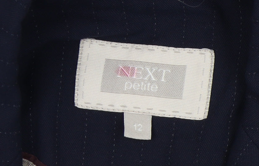 Next Women's Blue Blazer - Size 12 Pinstripe Notch Lapel