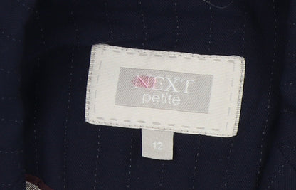 Next Women's Blue Blazer - Size 12 Pinstripe Notch Lapel