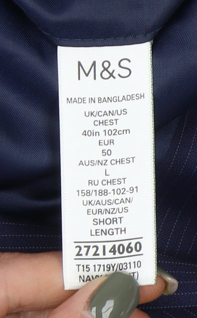 Mens UK Size 40 Marks and Spencer Regular Blue Suit Jacket