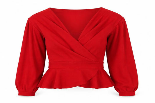 Womens UK Size UK 12 Boohoo Red Wrap Blouse