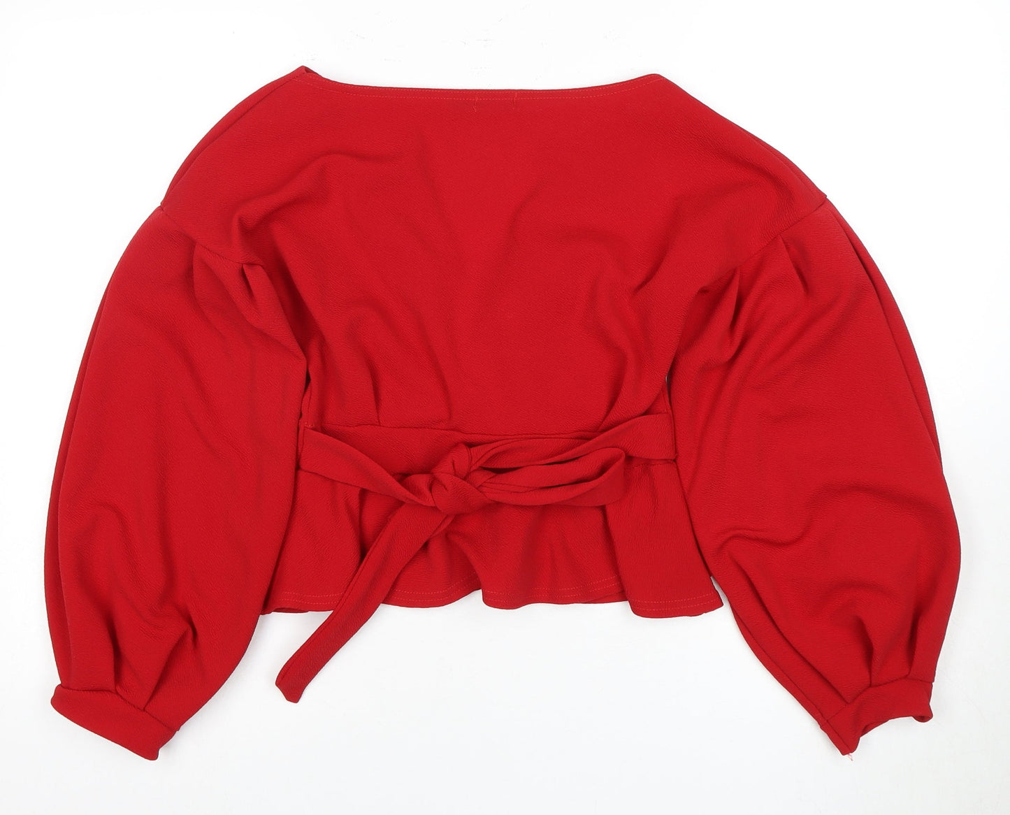 Boohoo Women's Red Wrap Blouse - UK 12