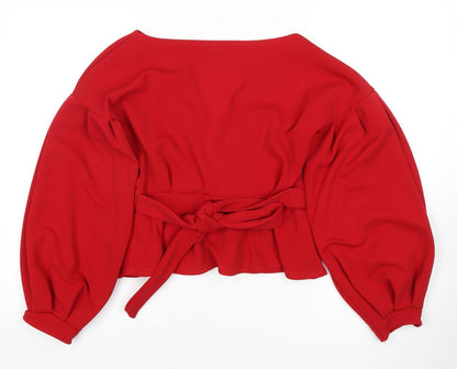 Boohoo Women's Red Wrap Blouse - UK 12