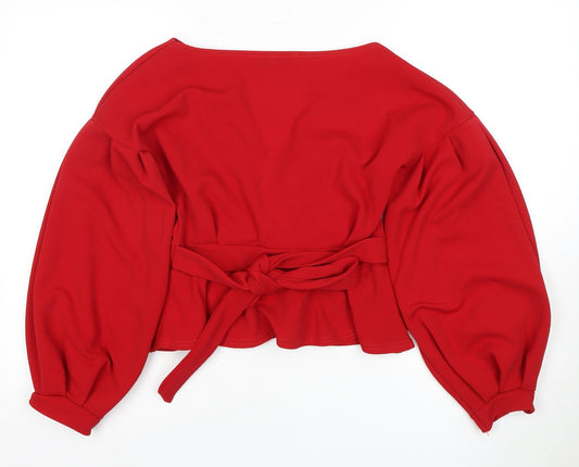 Boohoo Women's Red Wrap Blouse - UK 12